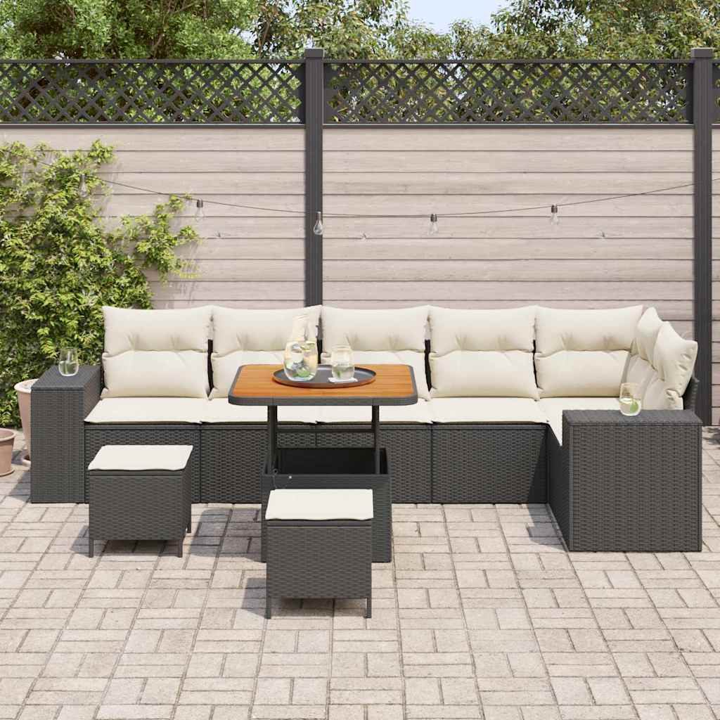 Sada zahradních pohovek 9 pcs Černá a krémová 80 x 80 x 71 cm