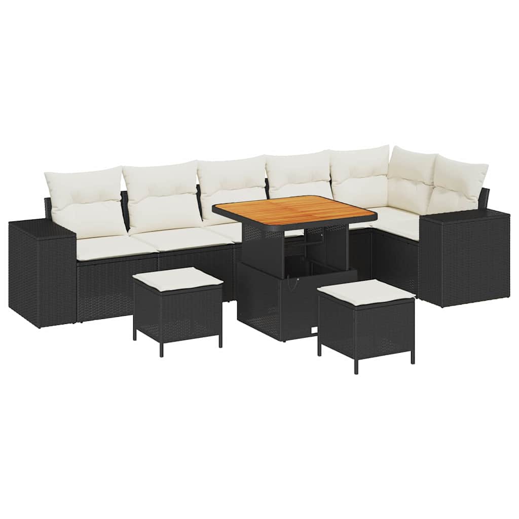Sada zahradních pohovek 9 pcs Černá a krémová 80 x 80 x 71 cm