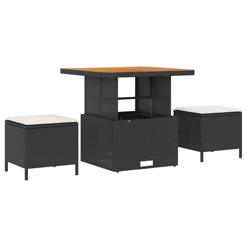 Sada zahradních pohovek 9 pcs Černá a krémová 80 x 80 x 71 cm