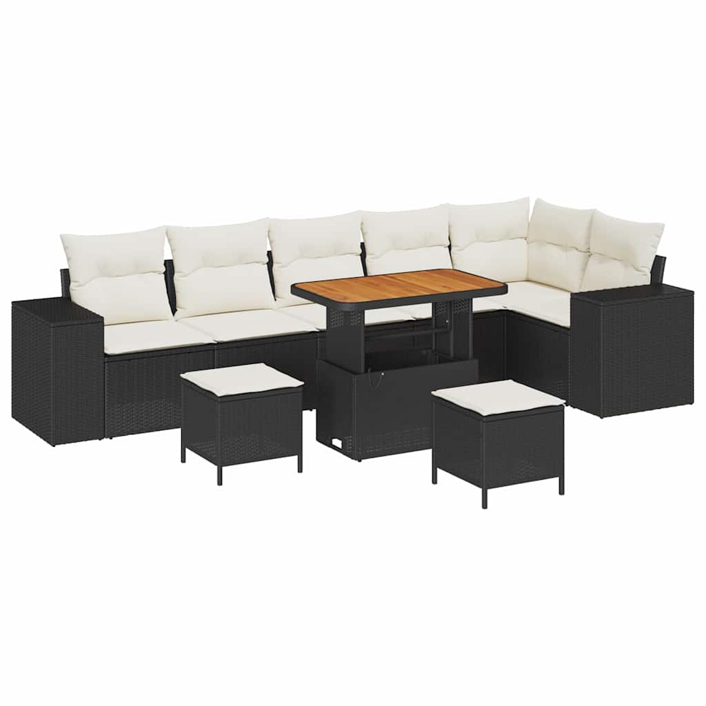 Sada zahradních pohovek 9 pcs Černá a krémová 90 x 55 x 71 cm