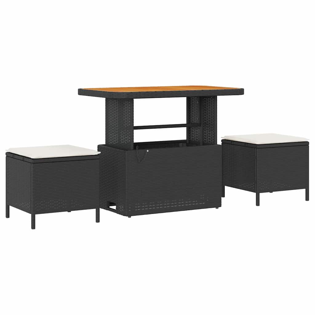 Sada zahradních pohovek 9 pcs Černá a krémová 90 x 55 x 71 cm