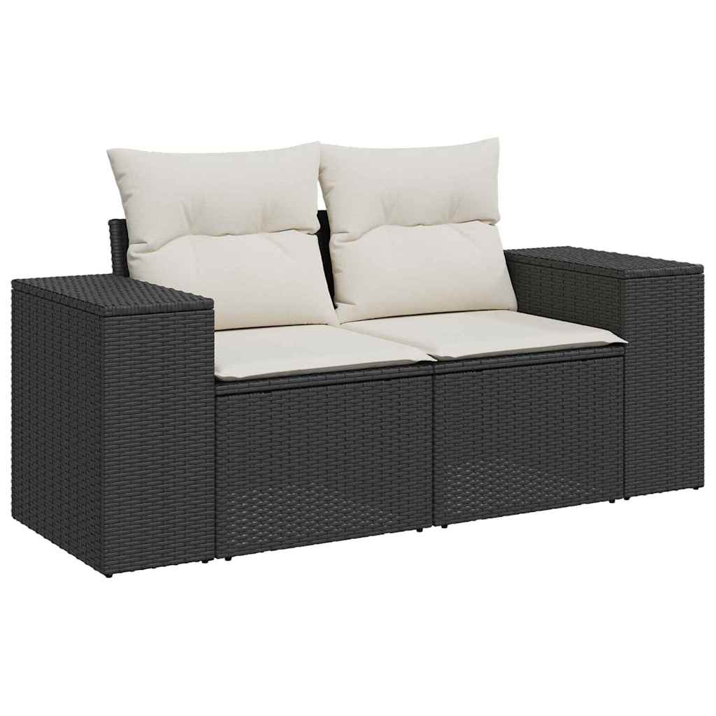 Sada zahradních pohovek 9 pcs Černá a krémová 90 x 55 x 71 cm