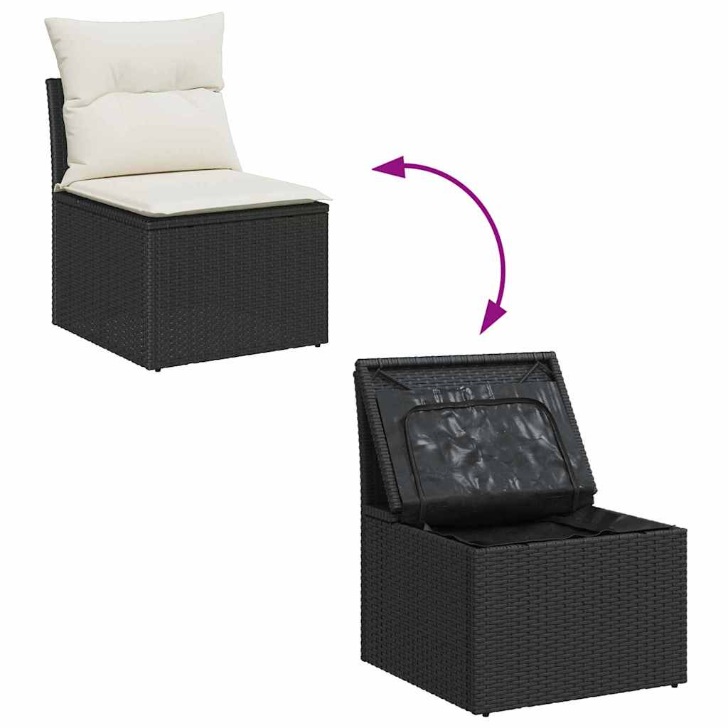 Sada zahradních pohovek 9 pcs Černá a krémová 90 x 55 x 71 cm