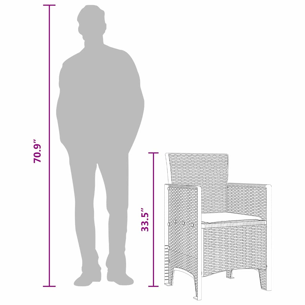Zahradní křeslo 4 pcs Antracit 53 x 49 x 85 cm PP