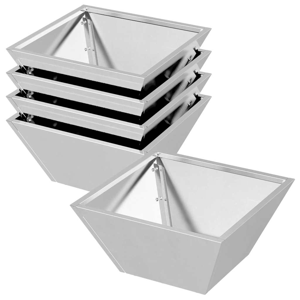 Zahradní mistička na květiny 5 pcs Stříbrná 35 x 35 x 15 cm