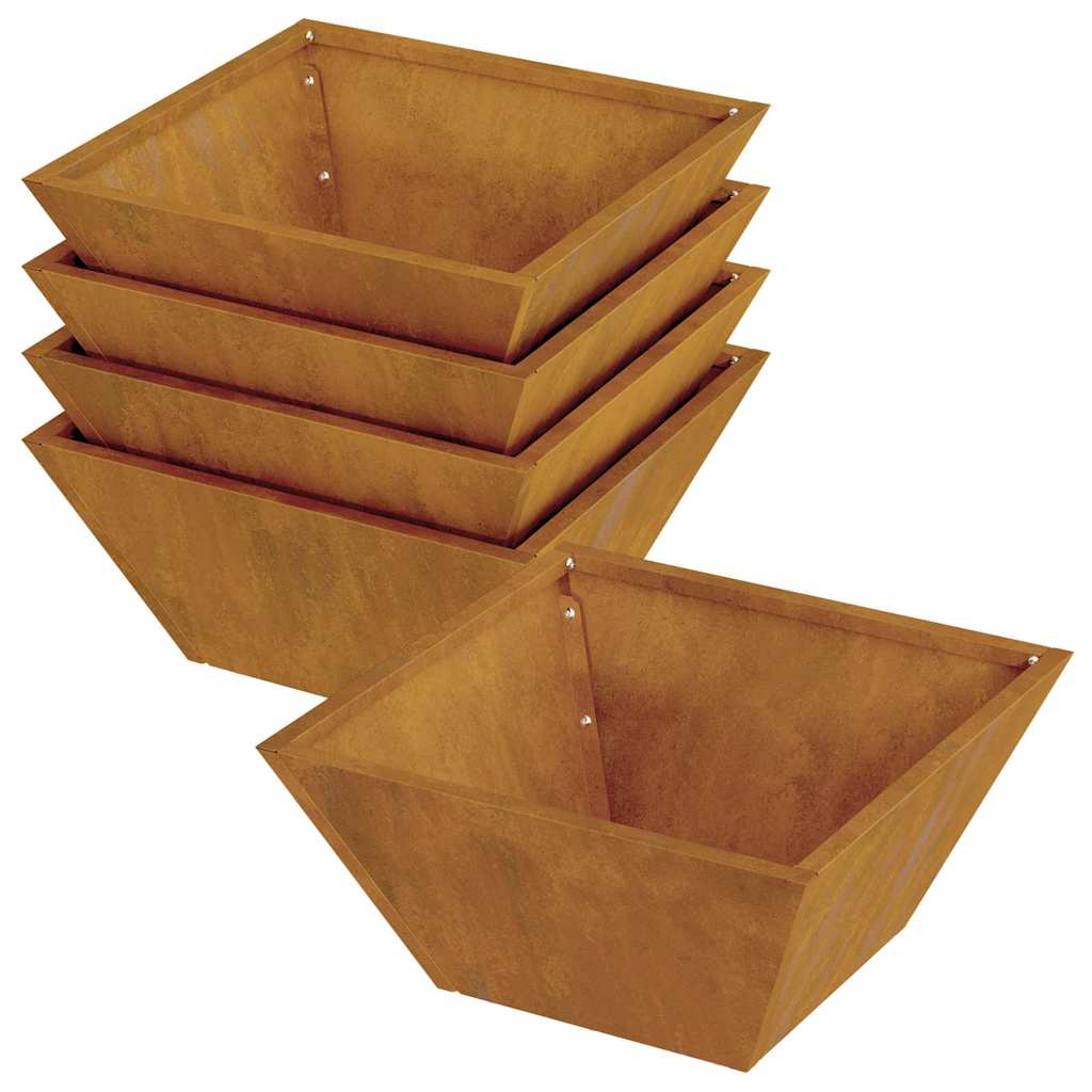 Zahradní mistička na květiny 5 pcs Rezavá 35 x 35 x 15 cm