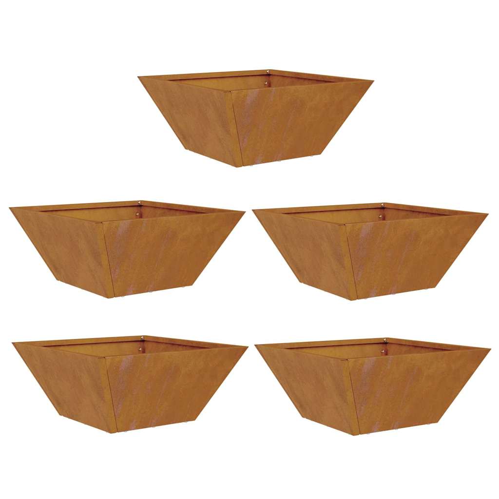 Zahradní mistička na květiny 5 pcs Rezavá 35 x 35 x 15 cm