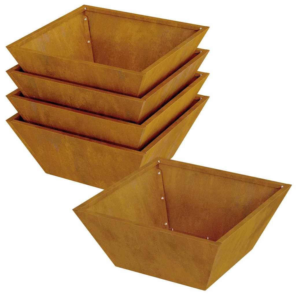 Zahradní mistička na květiny 5 pcs Rezavá 40 x 40 x 15 cm