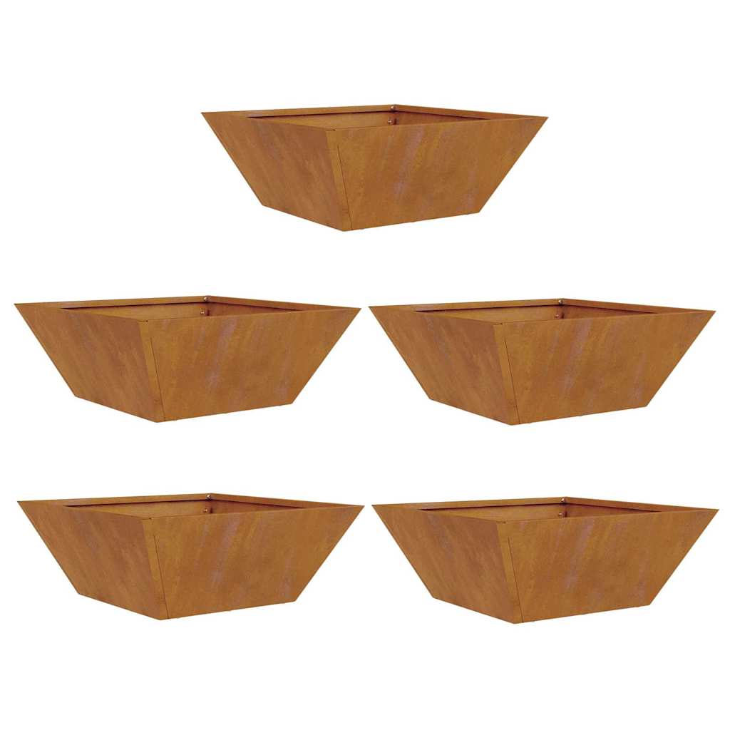 Zahradní mistička na květiny 5 pcs Rezavá 40 x 40 x 15 cm