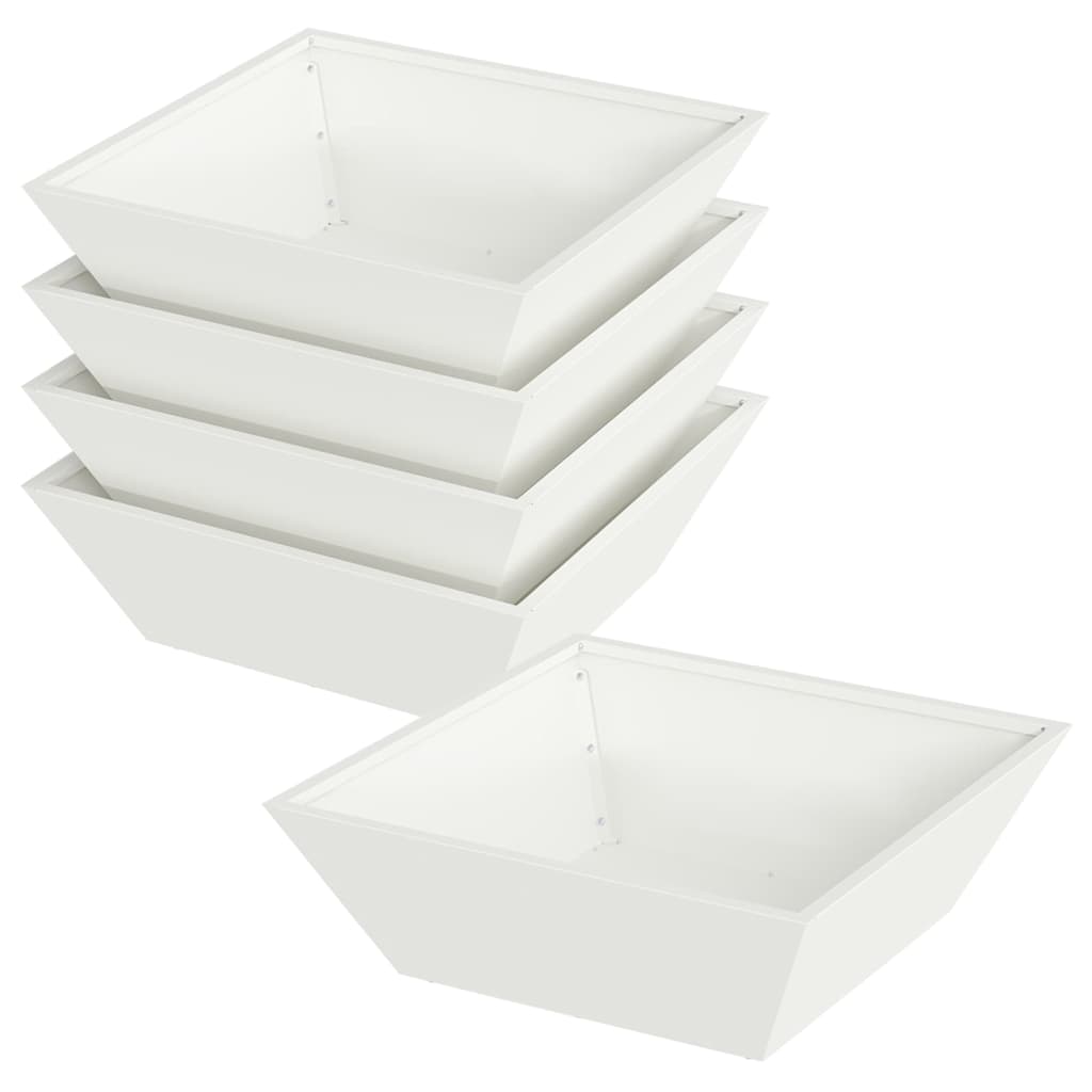 Zahradní mistička na květiny 5 pcs Bílá 50 x 50 x 15 cm Ocel