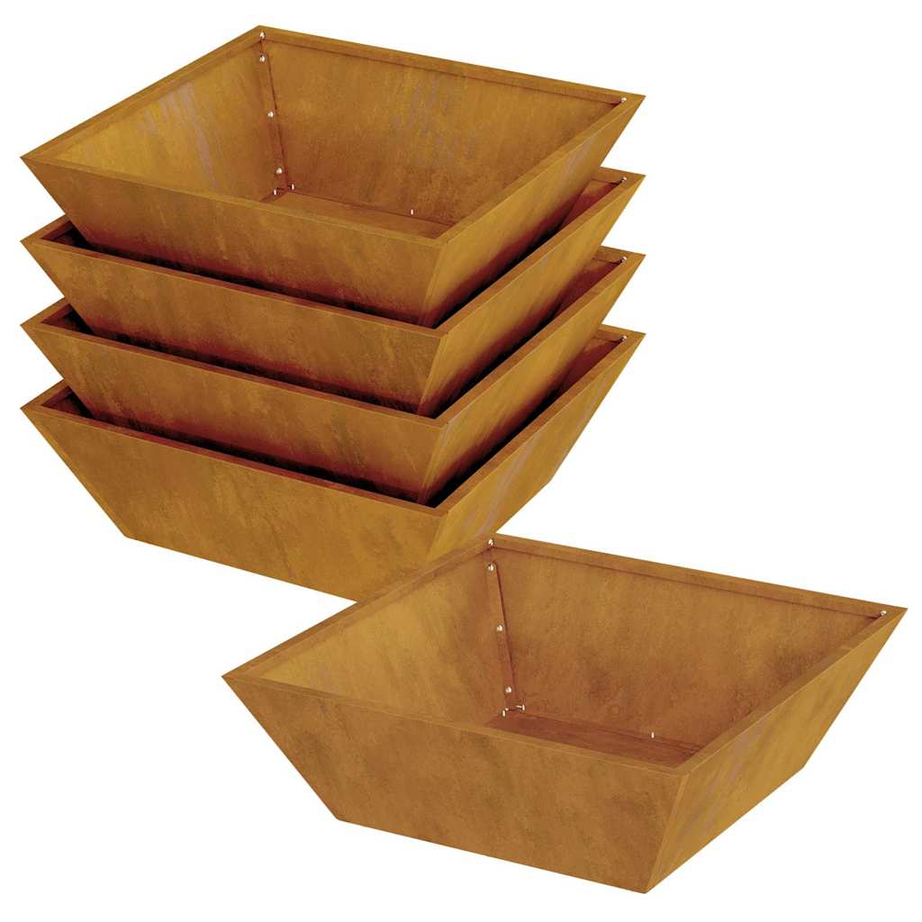 Zahradní mistička na květiny 5 pcs Rezavá 50 x 50 x 15 cm