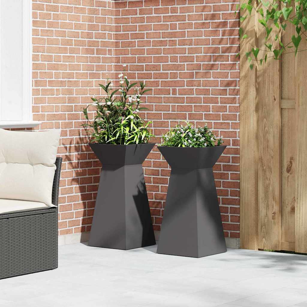 Sloupový květináč 2 pcs Černá 35 x 35 x 73 cm Ocel