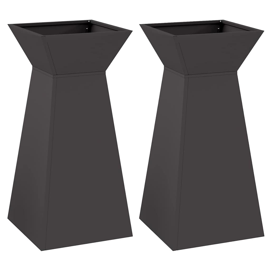 Sloupový květináč 2 pcs Černá 35 x 35 x 73 cm Ocel