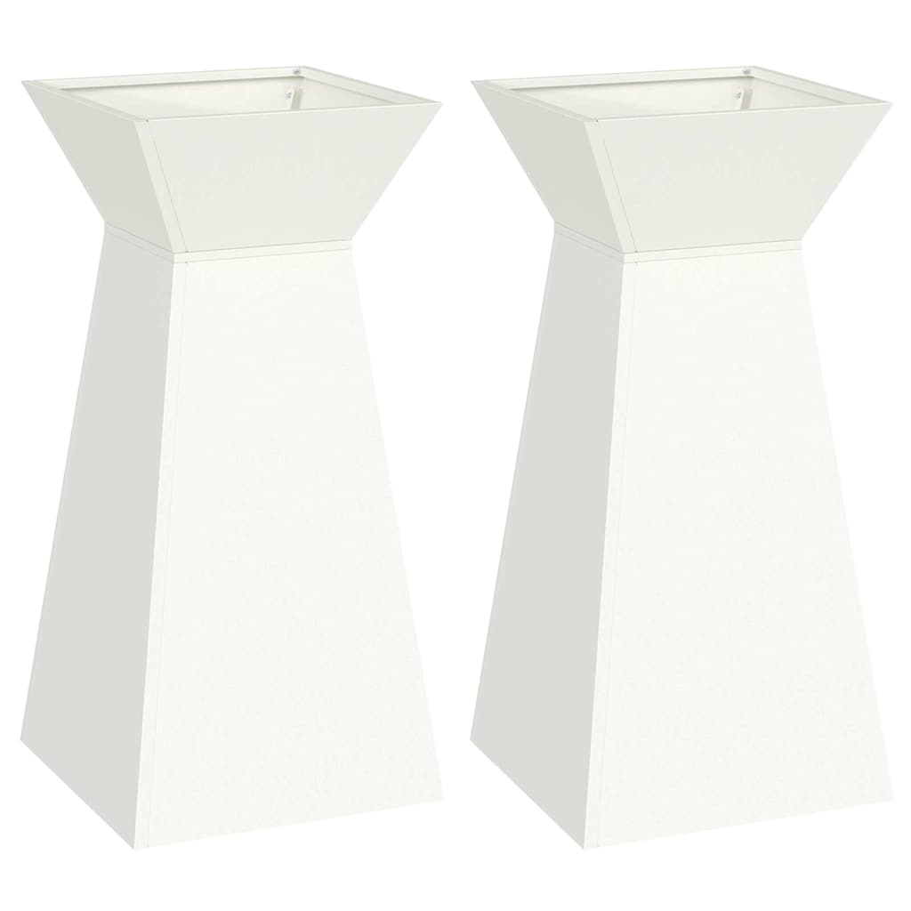 Sloupový květináč 2 pcs Bílá 35 x 35 x 73 cm Ocel