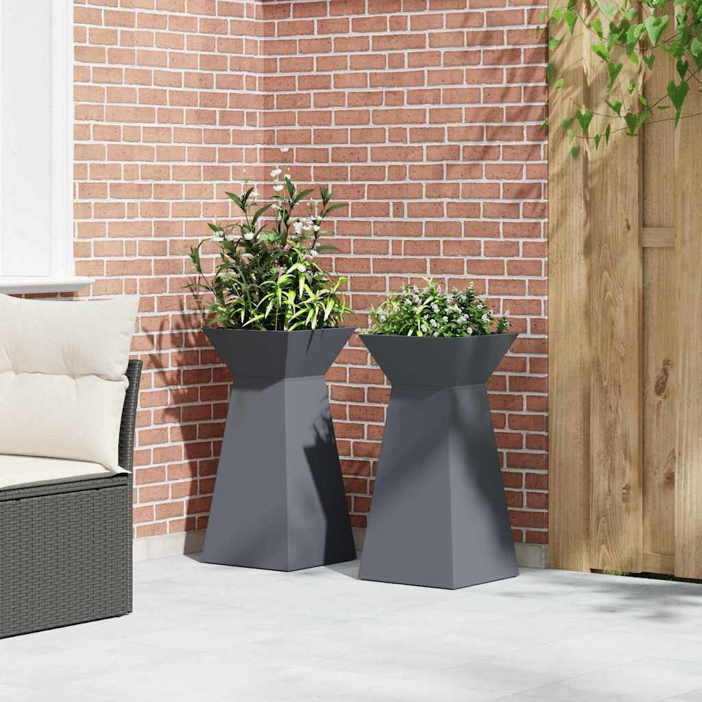 Sloupový květináč 2 pcs Antracit 35 x 35 x 73 cm Ocel