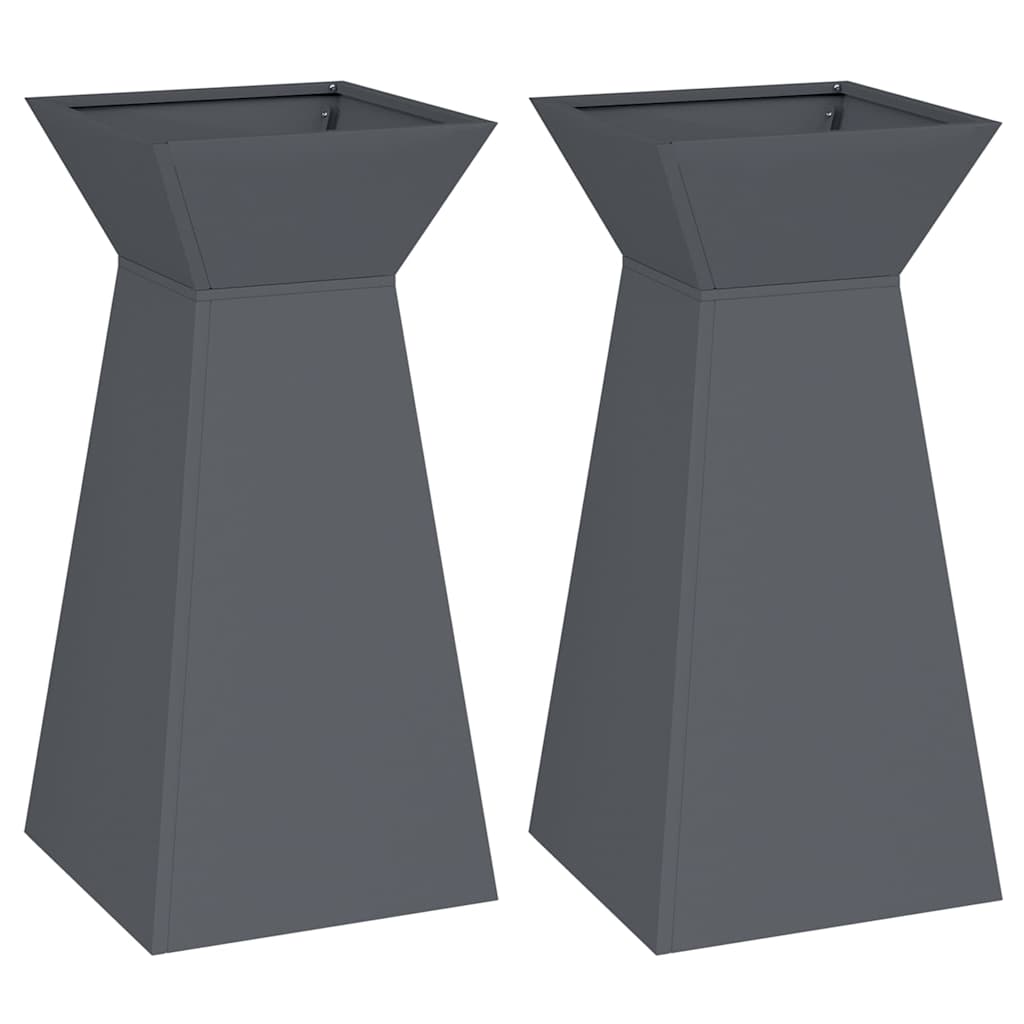 Sloupový květináč 2 pcs Antracit 35 x 35 x 73 cm Ocel