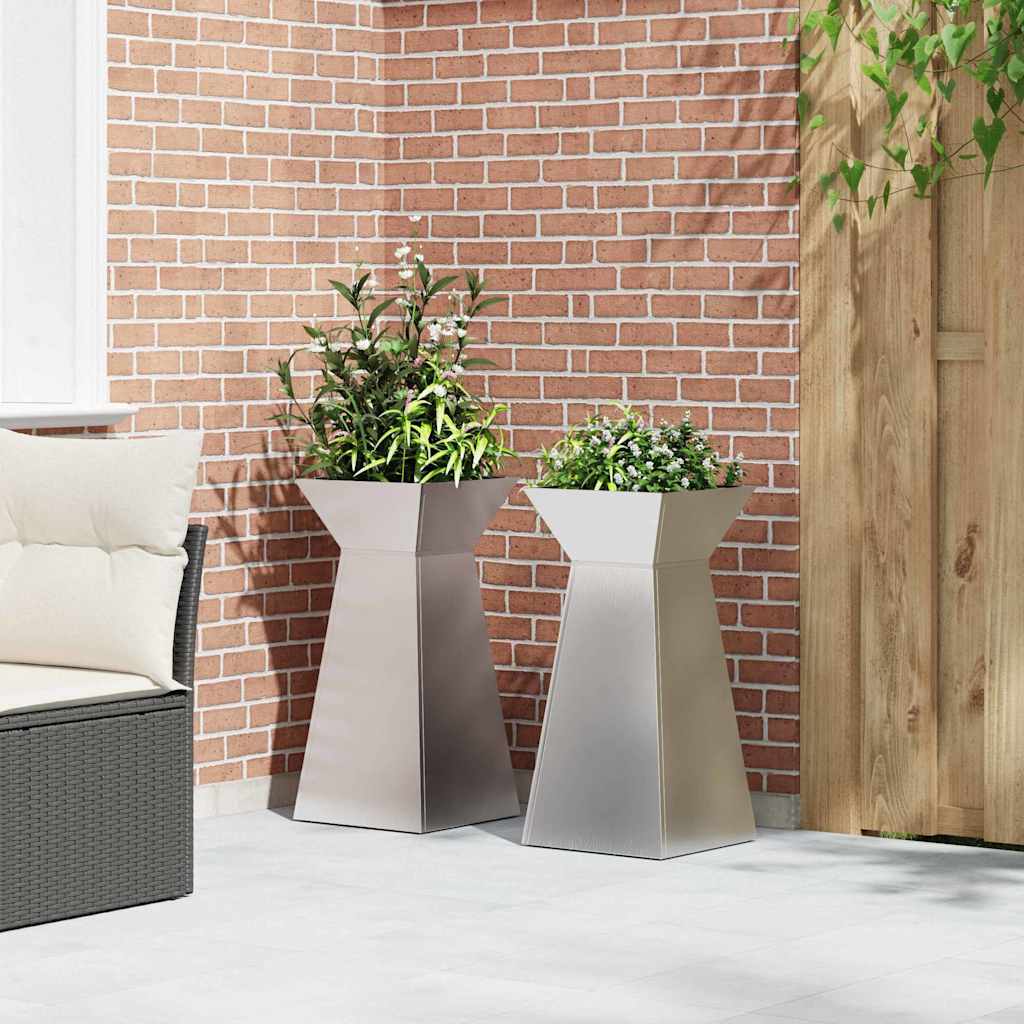 Sloupový květináč 2 pcs Stříbrná 35 x 35 x 73 cm Ocel