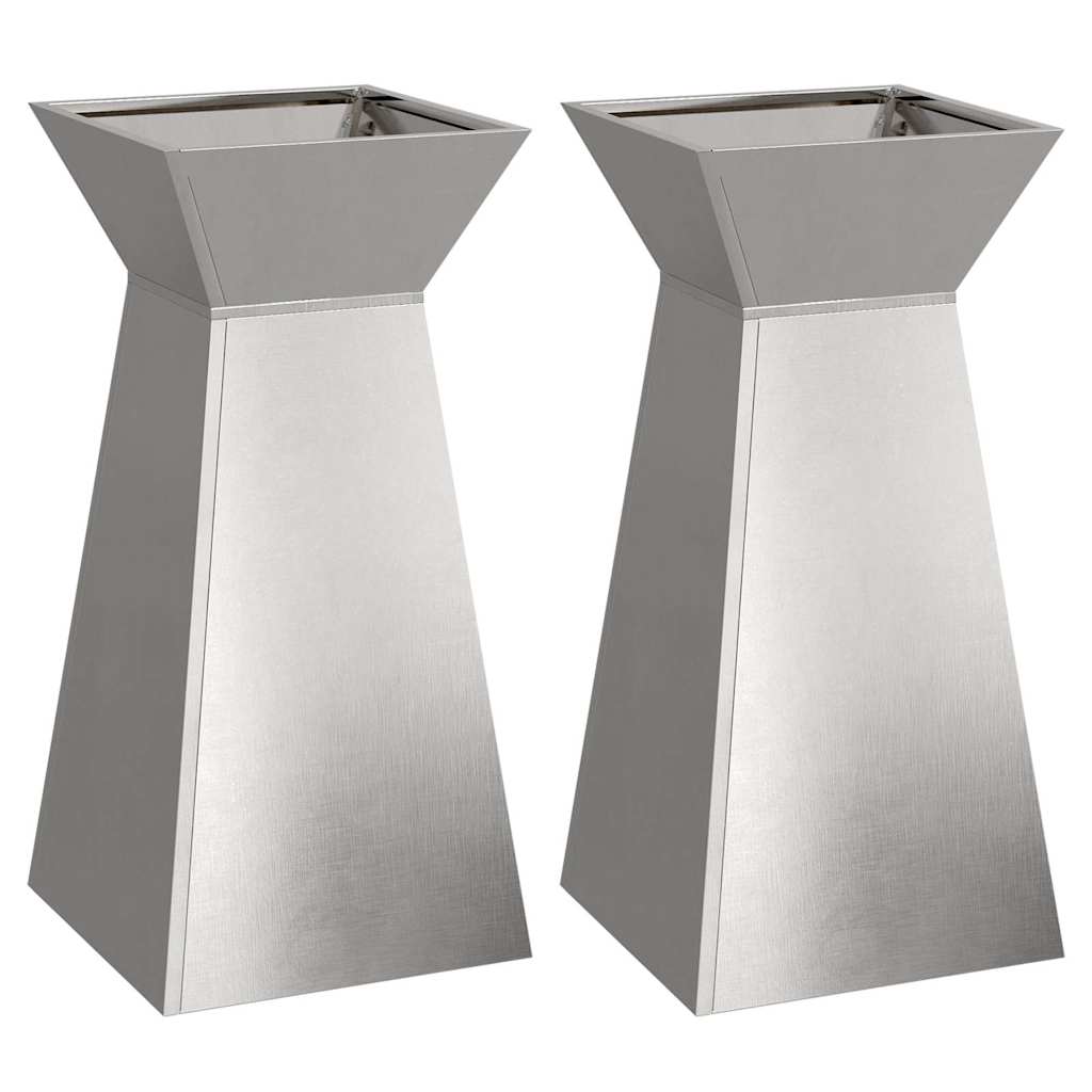 Sloupový květináč 2 pcs Stříbrná 35 x 35 x 73 cm Ocel