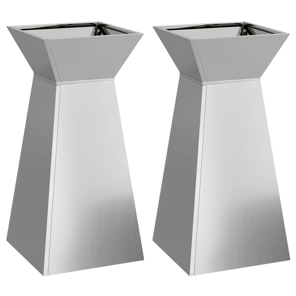 Sloupový květináč 2 pcs Stříbrná 35 x 35 x 73 cm Ocel