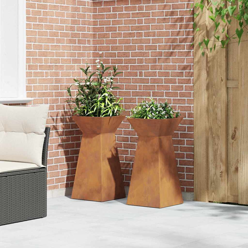 Sloupový květináč 2 pcs Stříbrná 35 x 35 x 73 cm Ocel