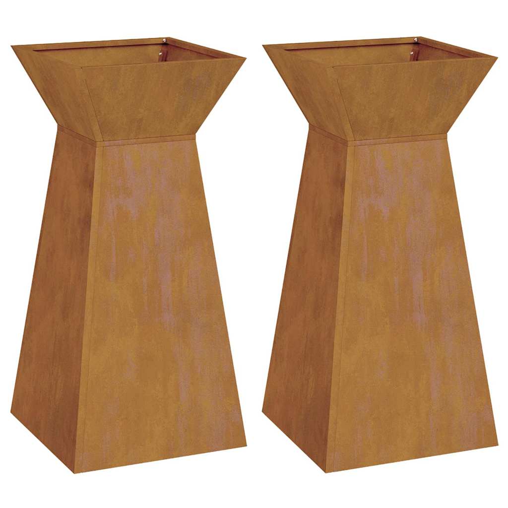 Sloupový květináč 2 pcs Stříbrná 35 x 35 x 73 cm Ocel
