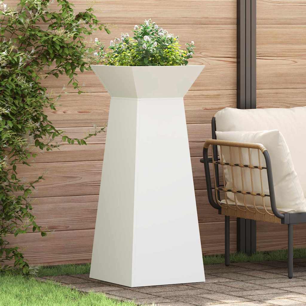 Sloupový květináč 2 pcs Bílá 40 x 40 x 100 cm Ocel