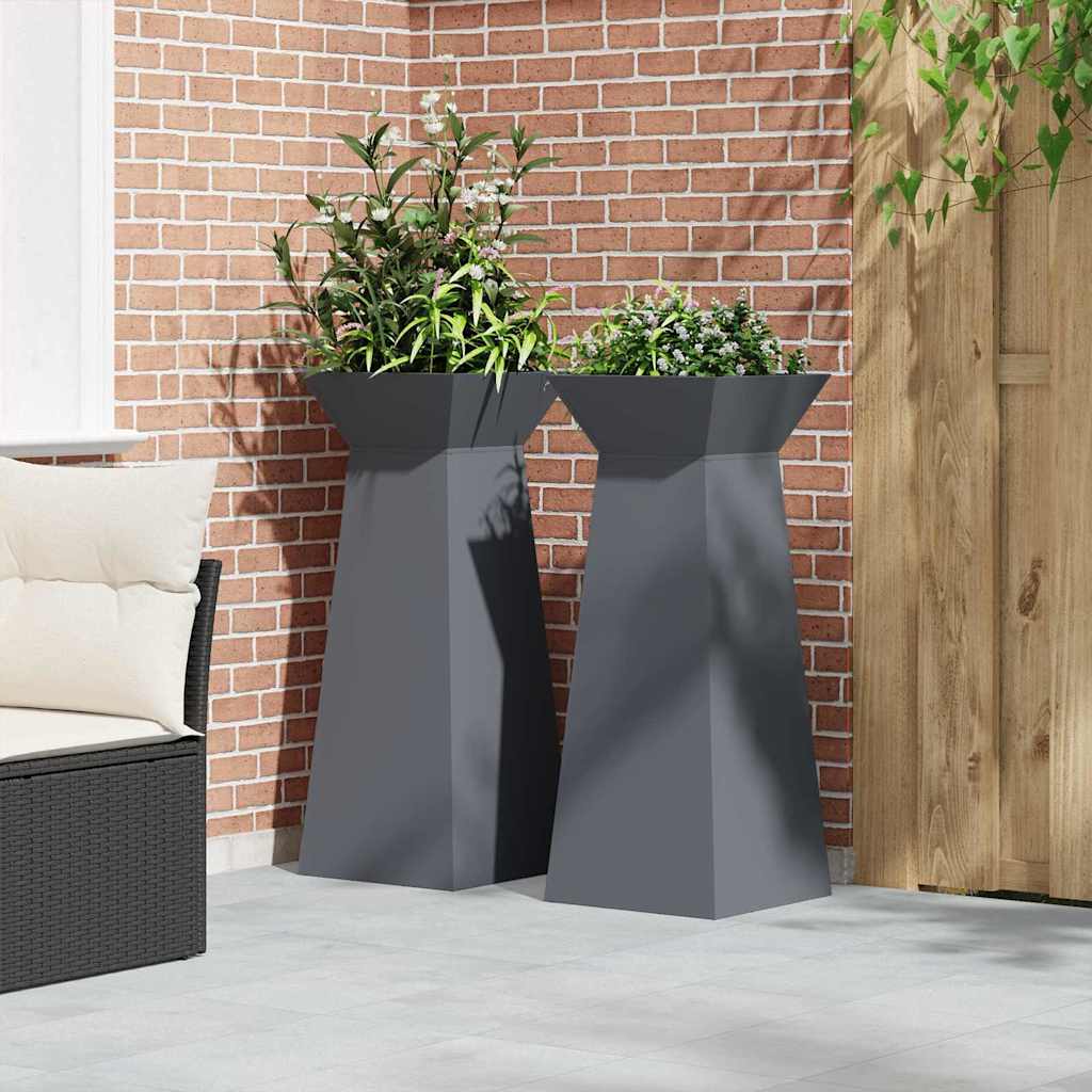 Sloupový květináč 2 pcs Antracit 40 x 40 x 100 cm Ocel