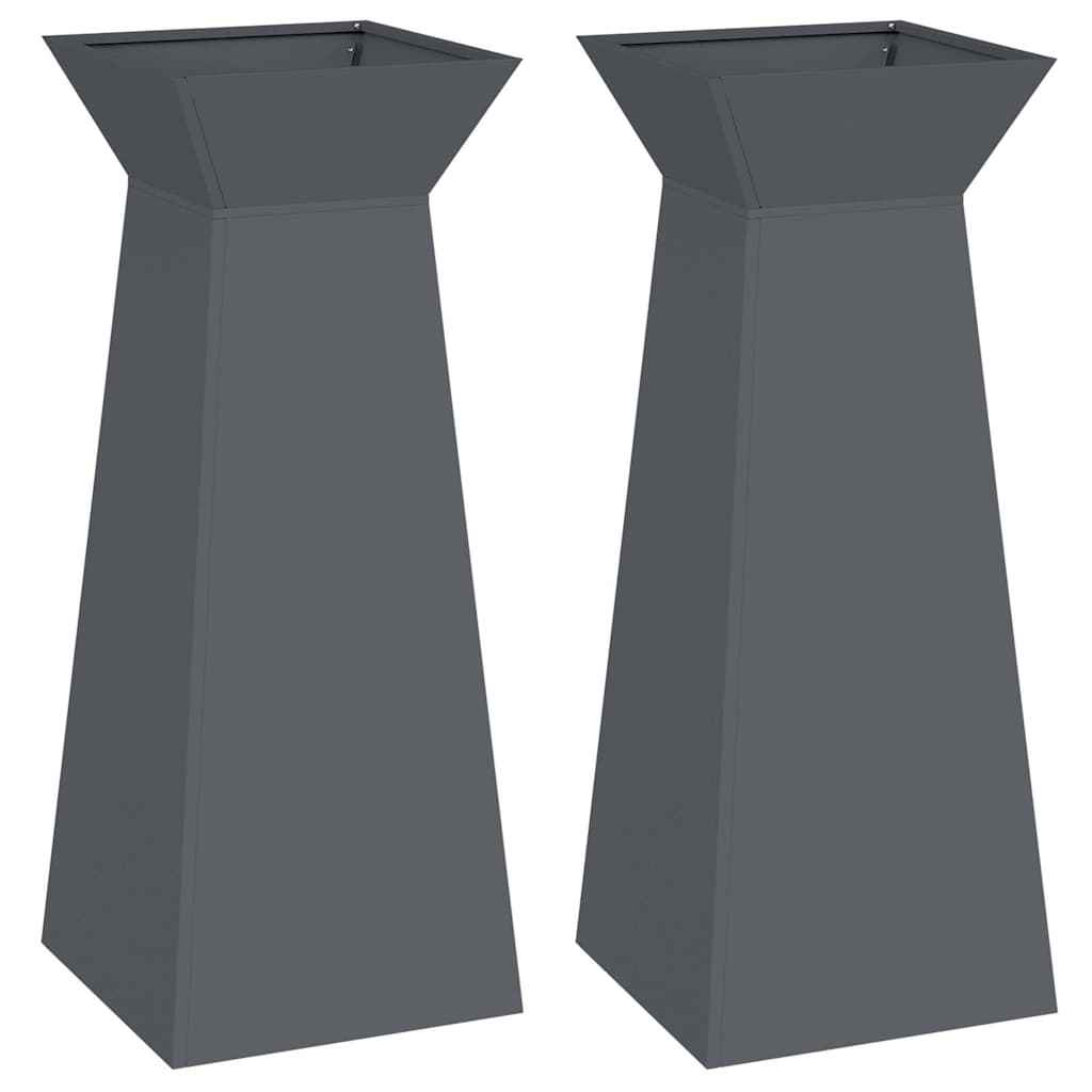 Sloupový květináč 2 pcs Antracit 40 x 40 x 100 cm Ocel
