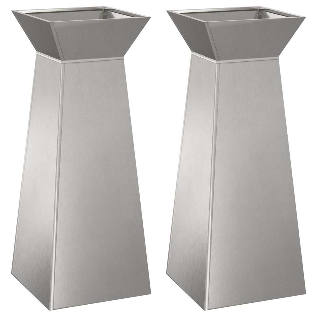 Sloupový květináč 2 pcs Stříbrná 40 x 40 x 100 cm Ocel