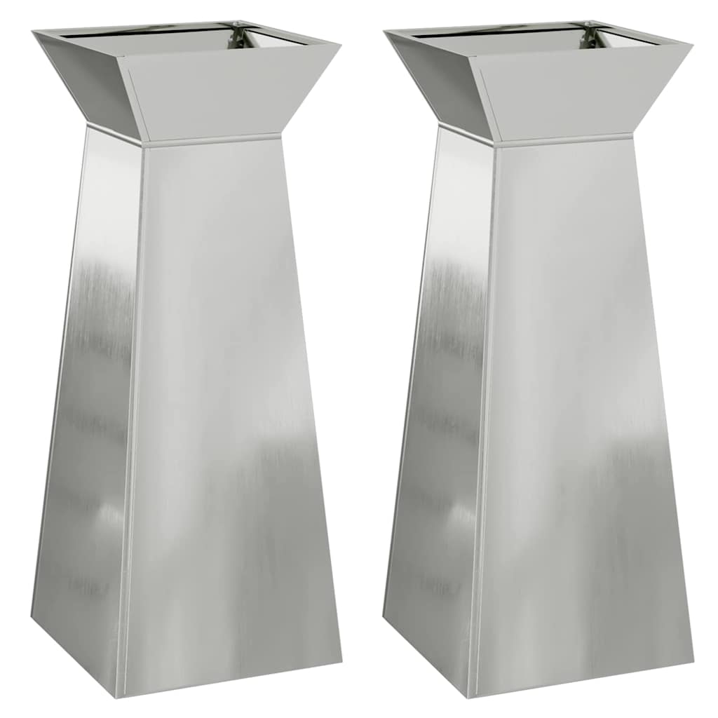 Sloupový květináč 2 pcs Stříbrná 40 x 40 x 100 cm Ocel