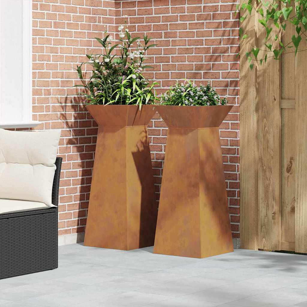 Sloupový květináč 2 pcs Stříbrná 40 x 40 x 100 cm Ocel