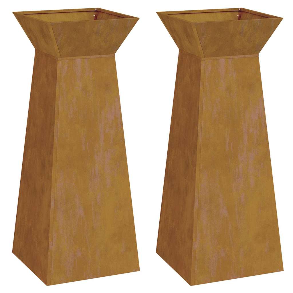 Sloupový květináč 2 pcs Stříbrná 40 x 40 x 100 cm Ocel