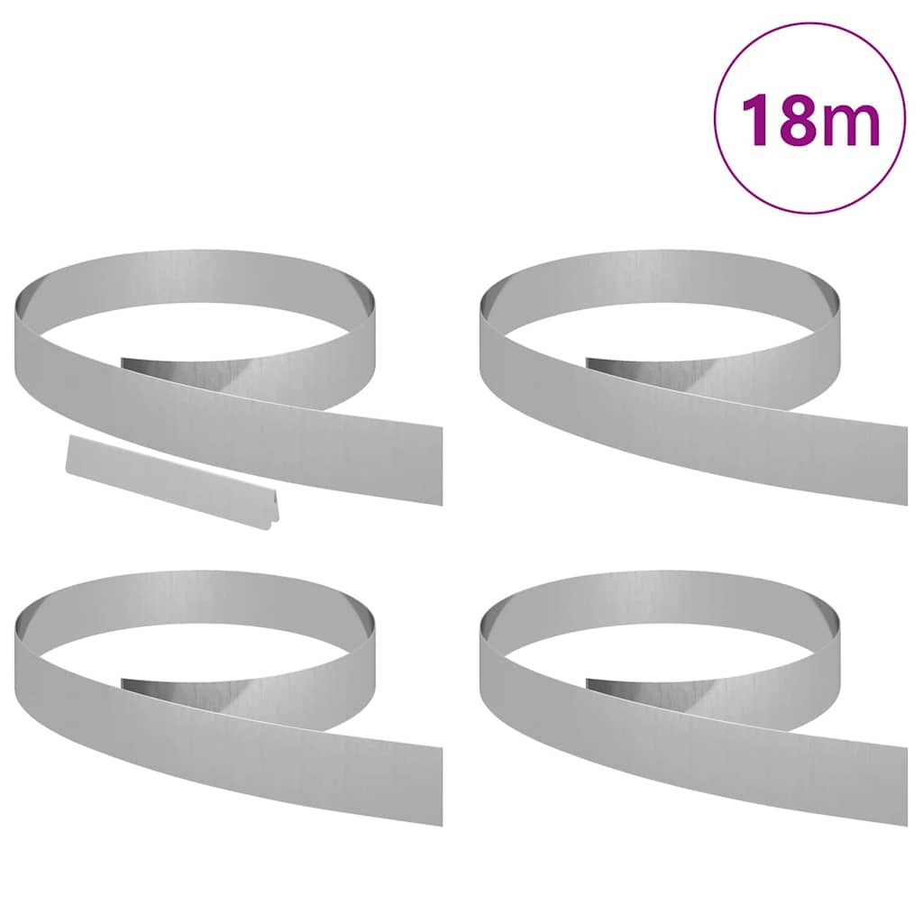 Okraj trávníku 4 pcs Stříbrná 450 x 10 cm Pozinkovaná ocel