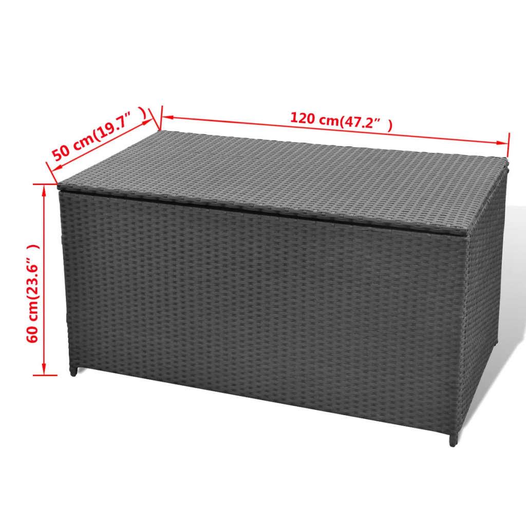 Zahradní úložný box černý 120 x 50 x 60 cm polyratan