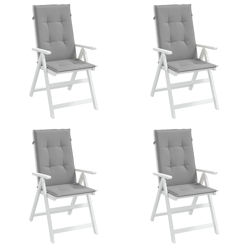 Podušky na židli vysoké opěradlo 4 ks šedé 120x50x3 cm textil