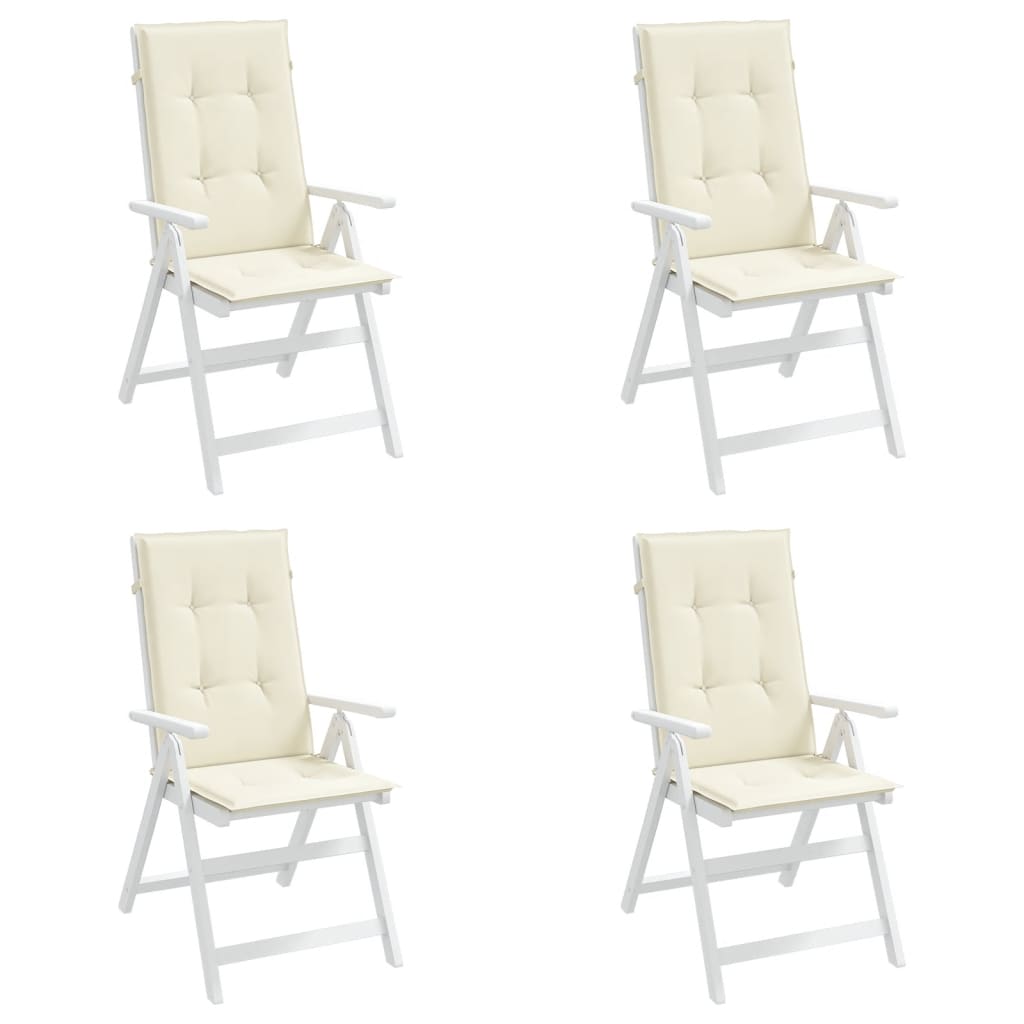 Podušky na židli vysoké opěradlo 4 ks krémové 120x50x3cm textil