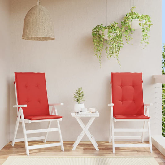 Podušky na židli vysoké opěradlo 2 ks červené 120x50x3cm textil