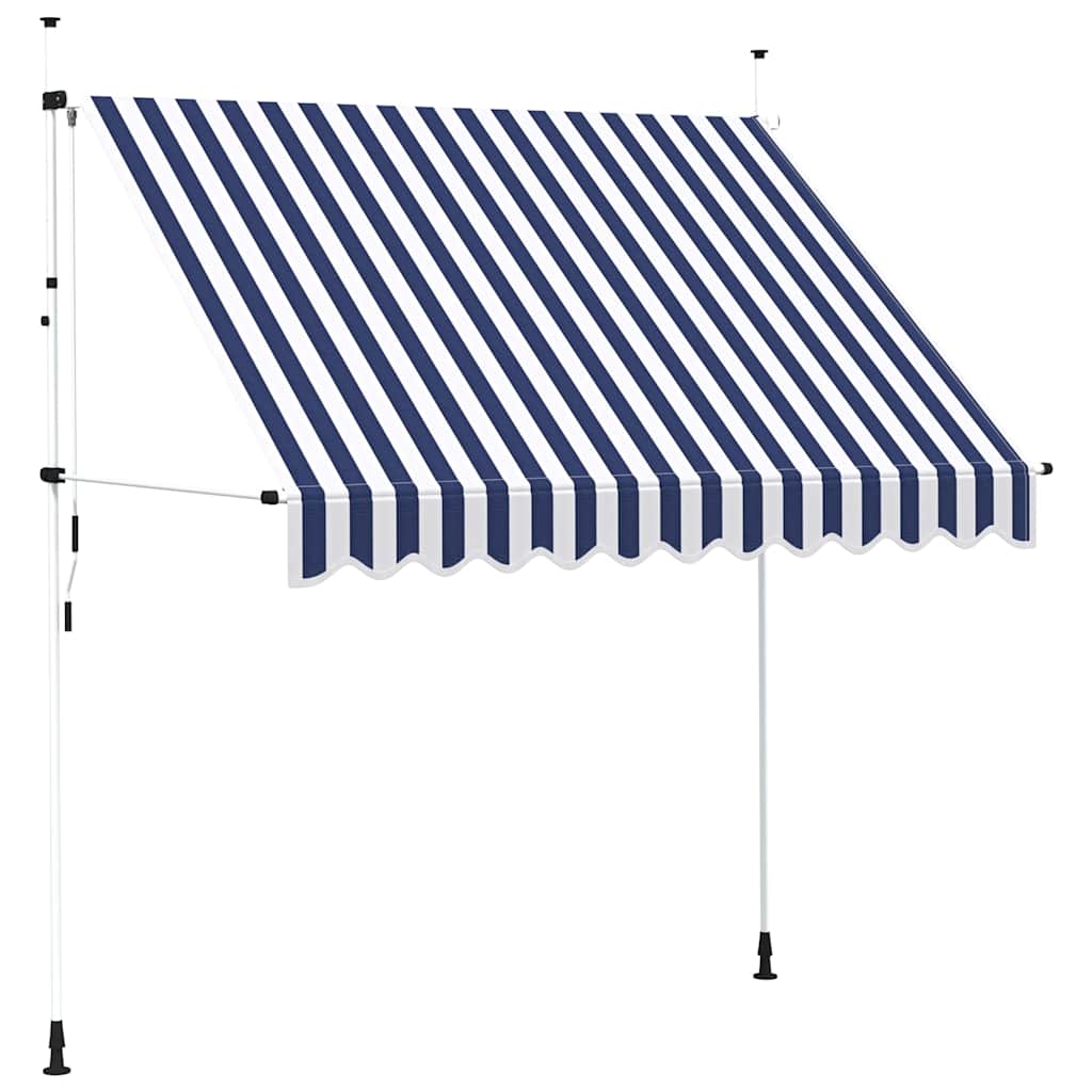 Ručně zatahovací markýza 250 cm modro-bílé pruhy