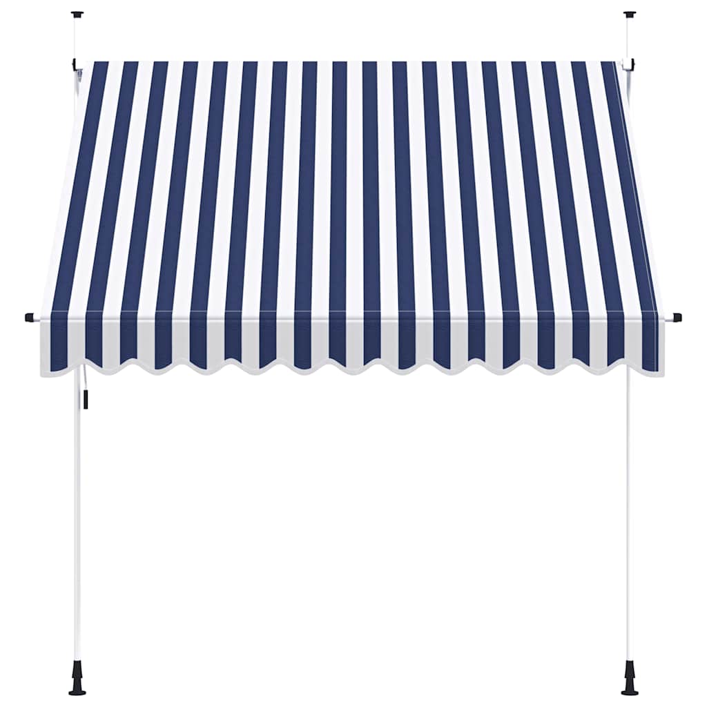 Ručně zatahovací markýza 250 cm modro-bílé pruhy