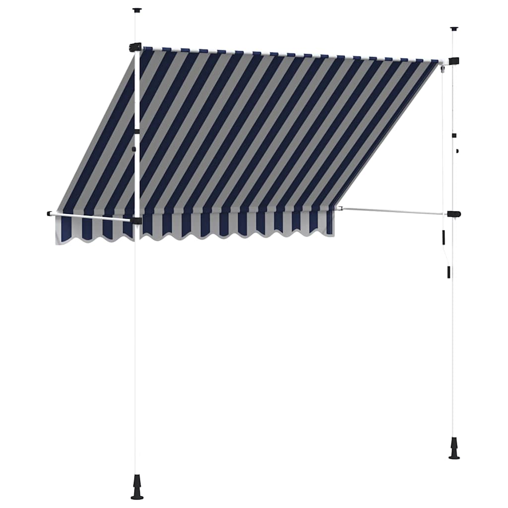 Ručně zatahovací markýza 250 cm modro-bílé pruhy