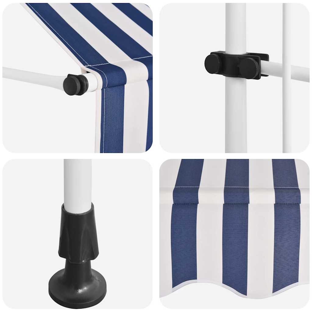 Ručně zatahovací markýza 250 cm modro-bílé pruhy