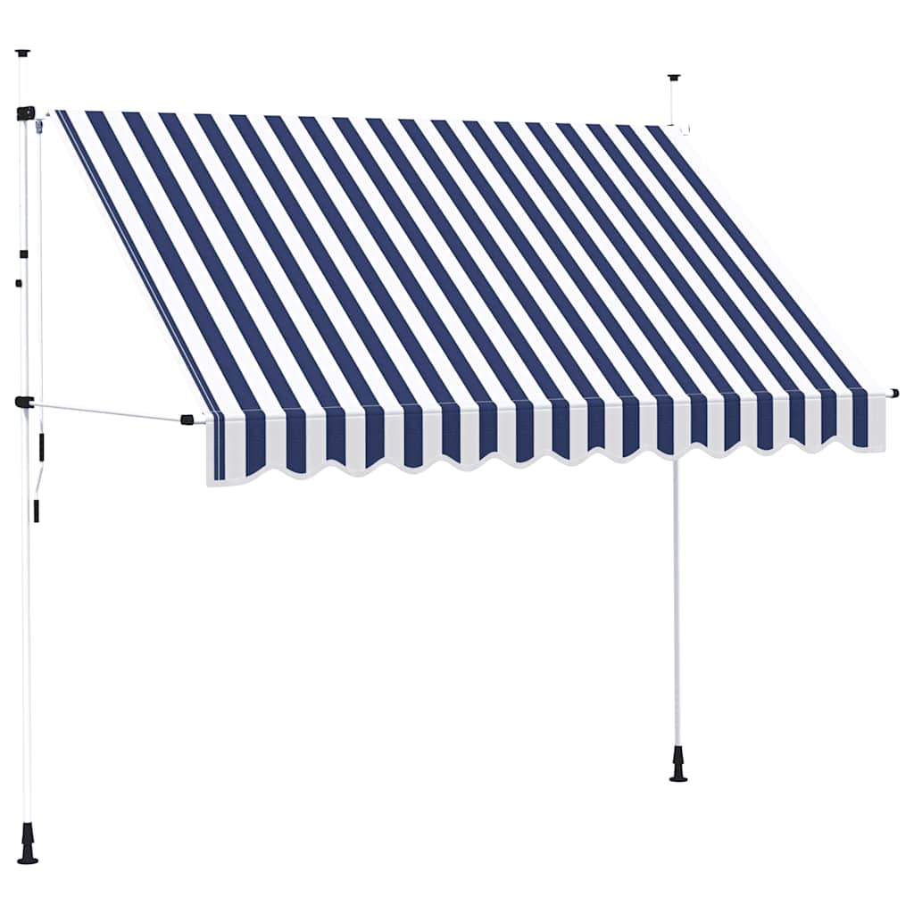 Ručně zatahovací markýza 300 cm modro-bílé pruhy