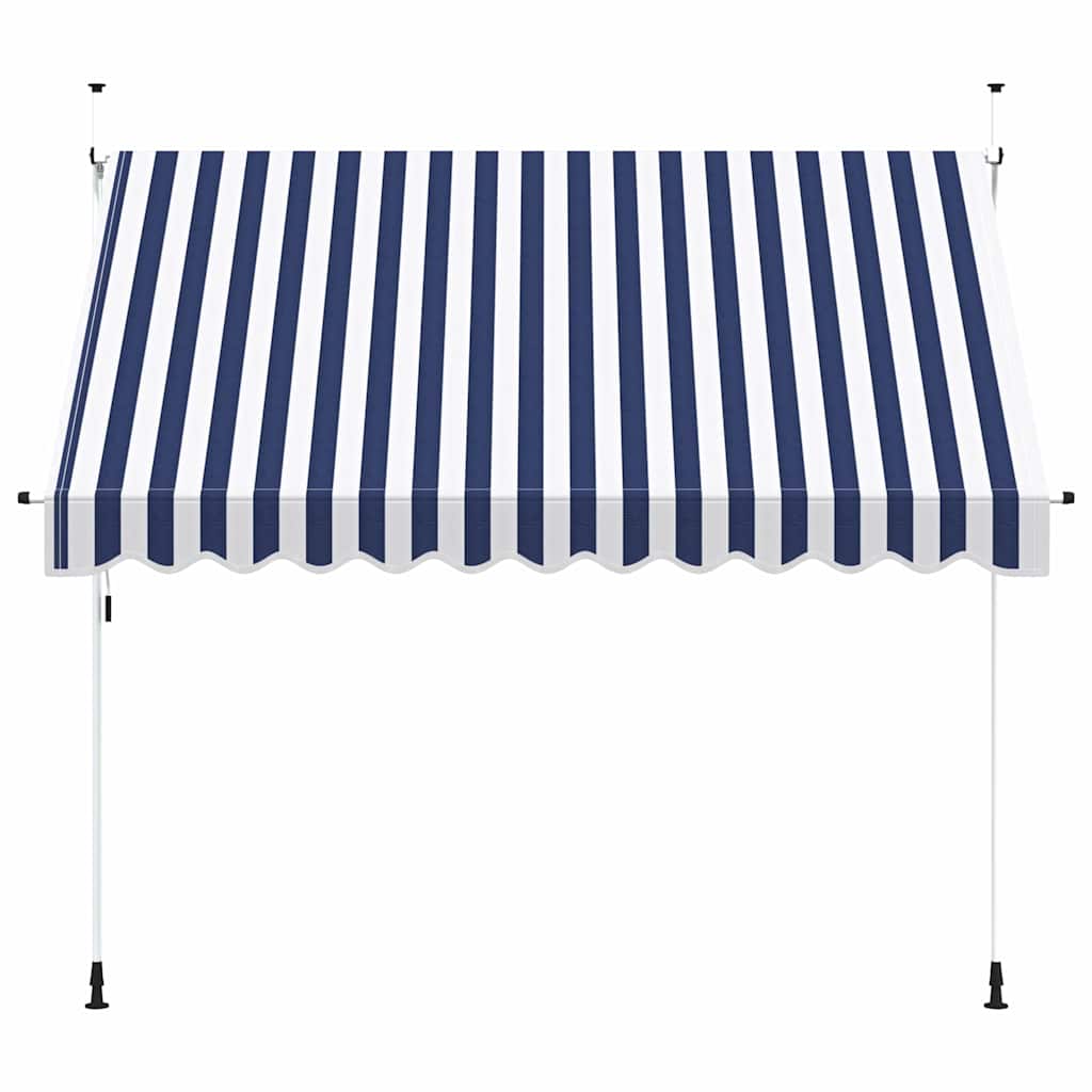 Ručně zatahovací markýza 300 cm modro-bílé pruhy