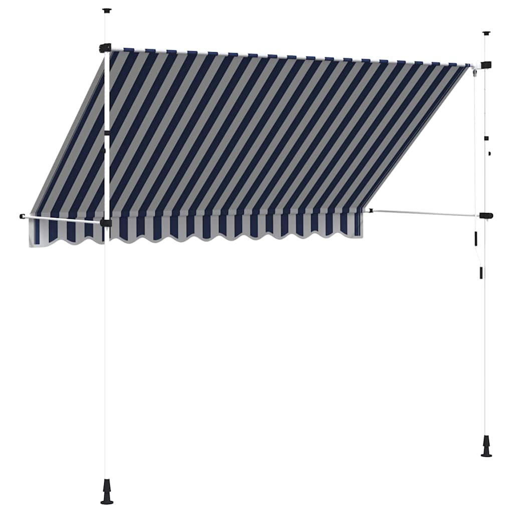 Ručně zatahovací markýza 300 cm modro-bílé pruhy