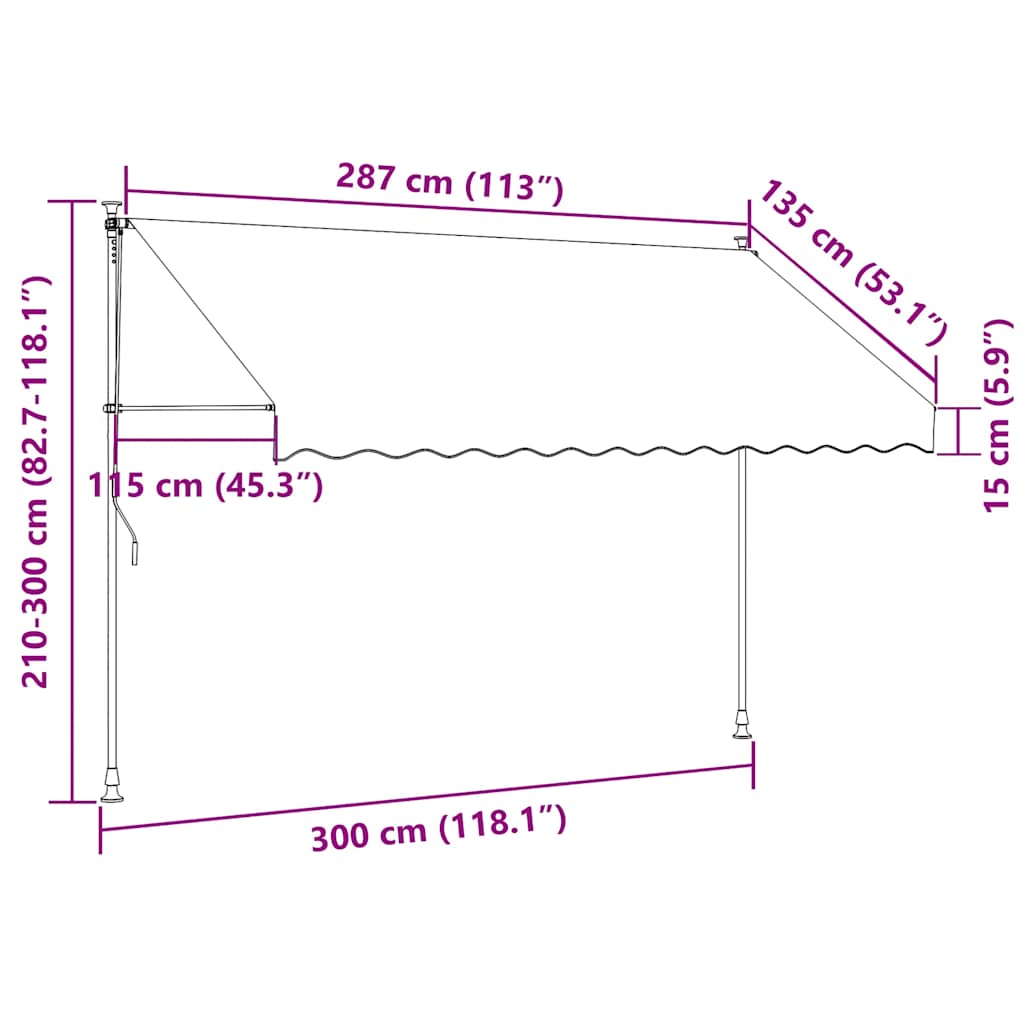 Ručně zatahovací markýza 300 cm modro-bílé pruhy