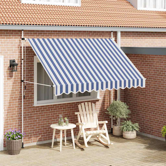Ručně zatahovací markýza 300 cm modro-bílé pruhy