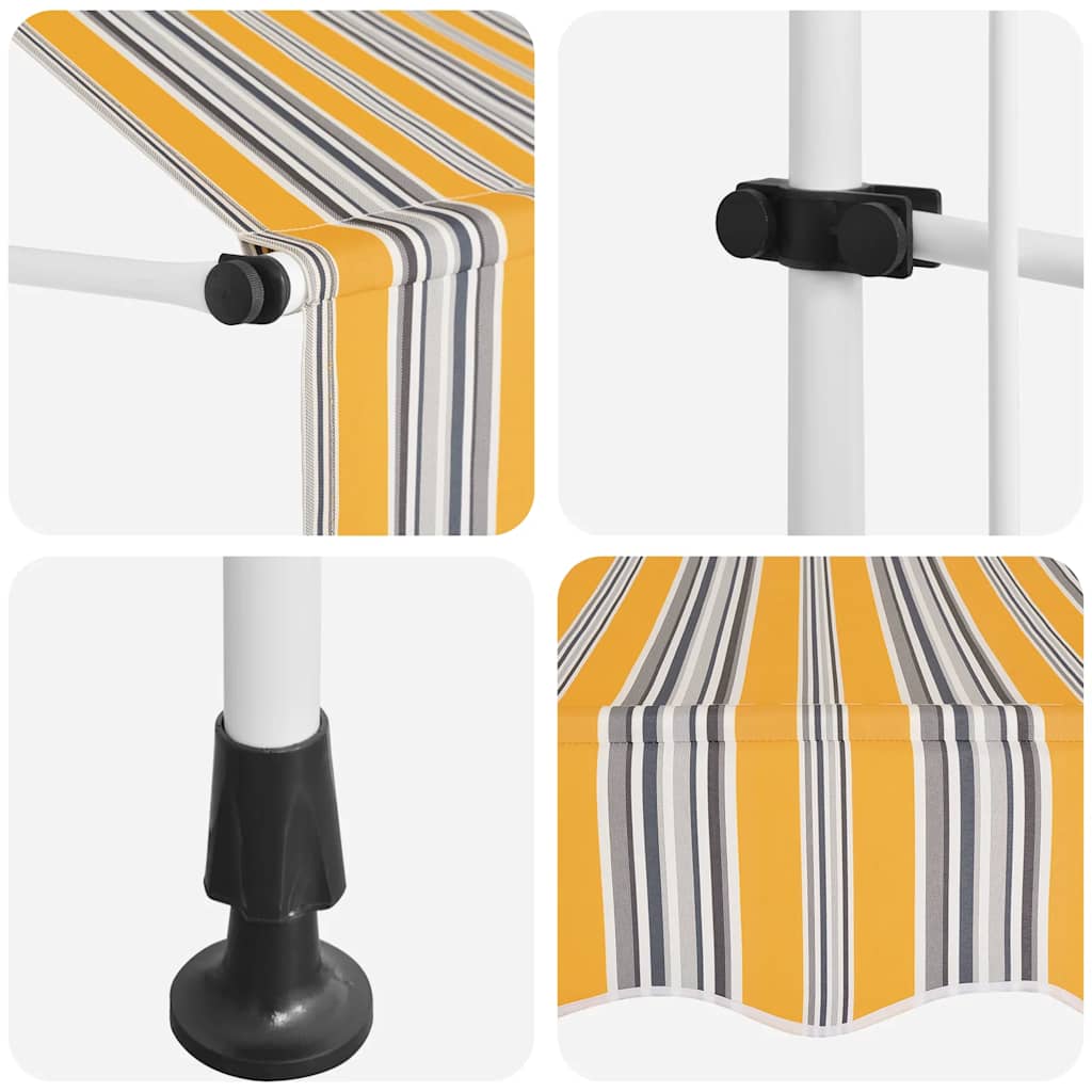 Ručně zatahovací markýza 350 cm žluto-modré pruhy