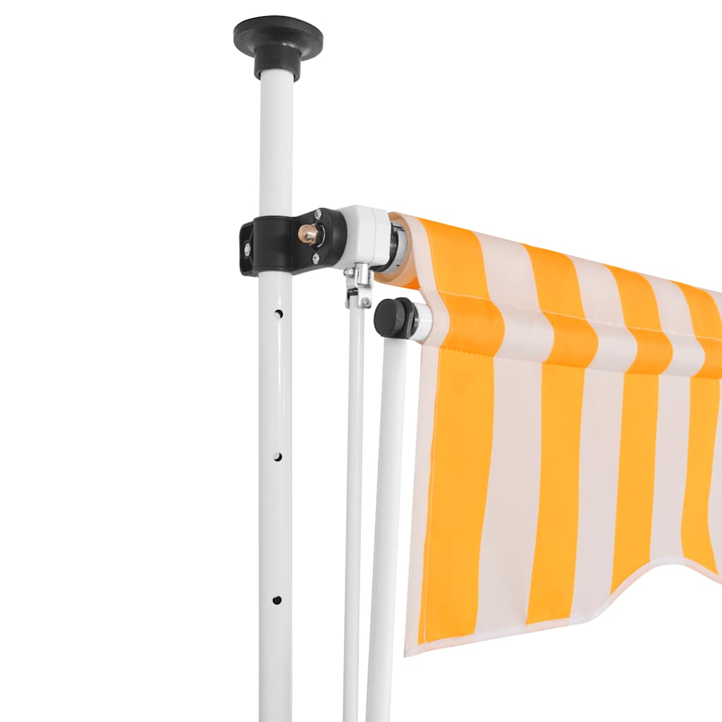 Ručně zatahovací markýza 150 cm oranžovo-bílé pruhy