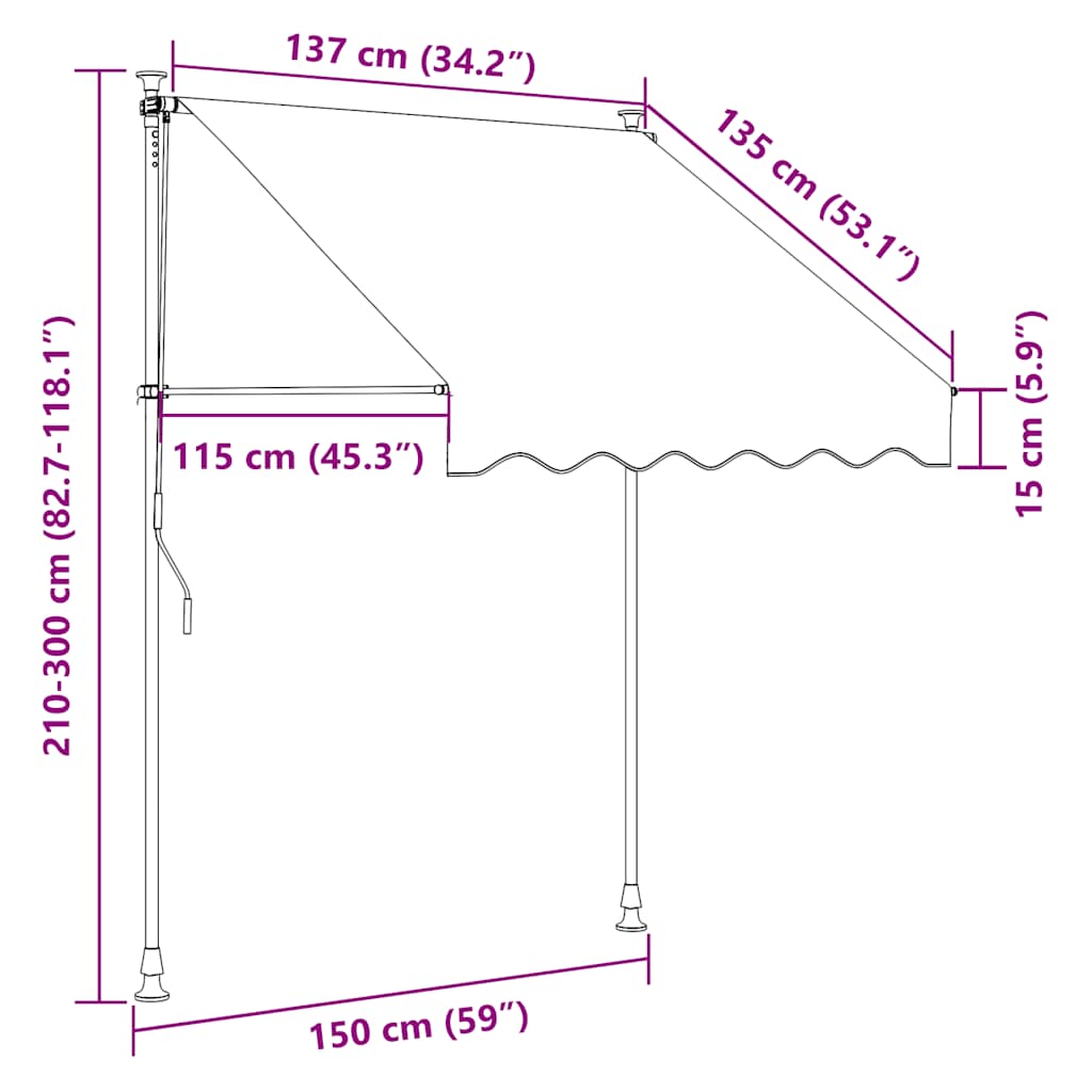 Ručně zatahovací markýza 150 cm oranžovo-bílé pruhy