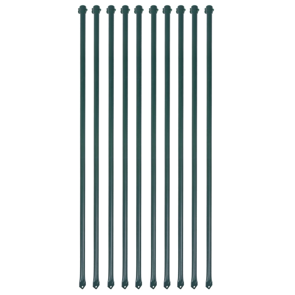 Plotové sloupky, 10 ks, kov, 1 m, zelené